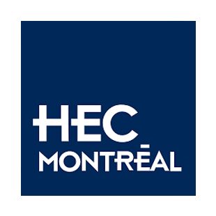 Présentation du logo HEC de Montréal, en bleu et blanc